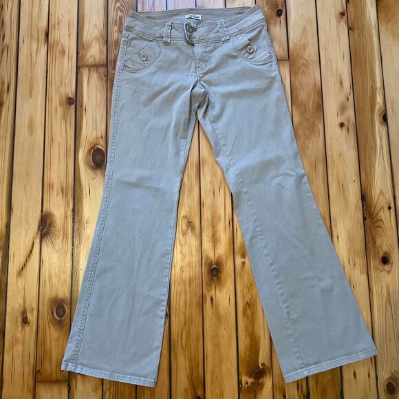 Vintage Y2K 2000s BeBop Low Rise Light Khaki Flare Pants Size 7 - Picture 2 of 4